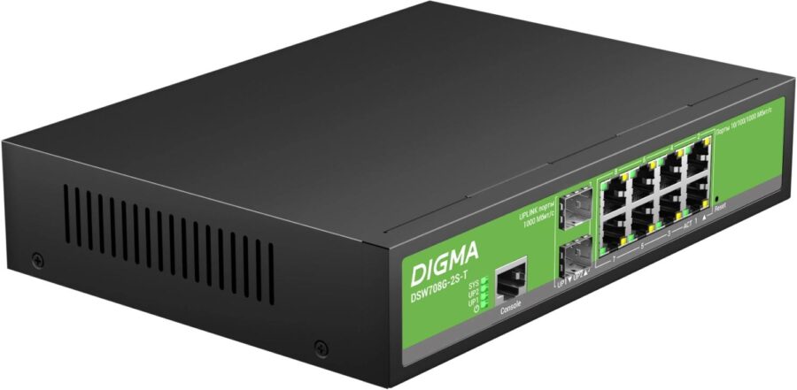 Коммутатор Digma DSW708G-2S-T (L2+) 8x1Гбит/с 2SFP управляемый — изображение 3