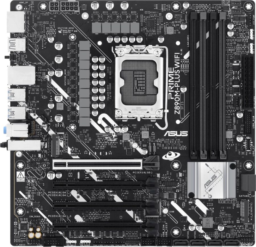 Материнская плата Asus PRIME Z890M-PLUS WIFI Soc-1851 Intel Z890 4xDDR5 mATX AC`97 8ch(7.1) 2.5Gg RAID+HDMI+DP — изображение 3