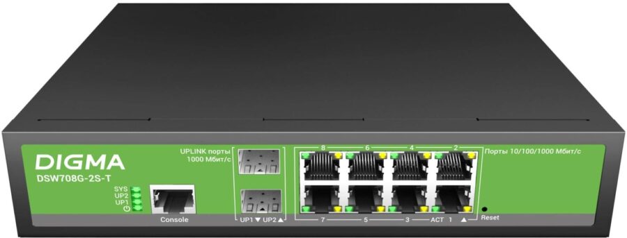 Коммутатор Digma DSW708G-2S-T (L2+) 8x1Гбит/с 2SFP управляемый — изображение 4