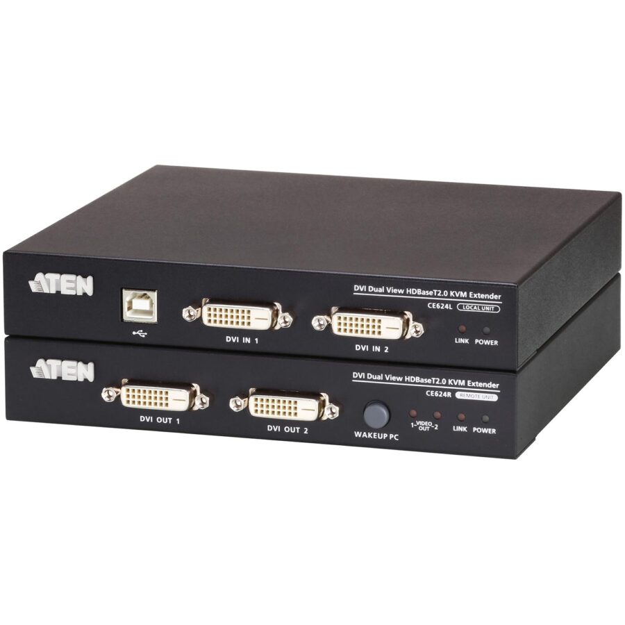 USB, DVI, КВМ-удлинитель c поддержкой Dual View и HDBaseT™ 2.0 (1920 x 1200  100 м)/ATEN/ DVI Dual View HDBase T2.0 KVM Extender