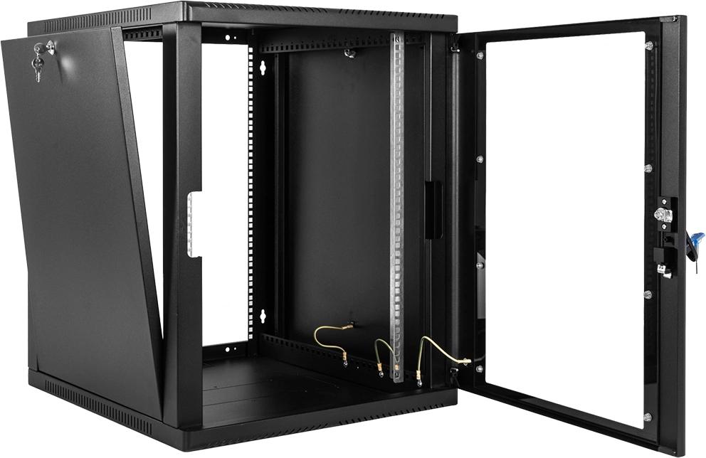 Шкаф коммутационный ЦМО (ШРН-15.650-9005) настенный 15U 600x658мм пер.дв.стекл 200кг черный 600мм 27кг 180град. 746мм сталь — изображение 3