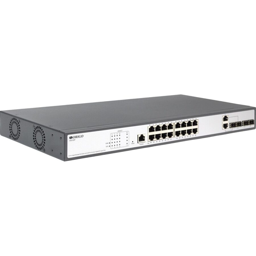 Коммутатор/ Managed L2 Switch 16x1000Base-T PoE, 2x1000Base-X SFP, 2xCombo 1000Base-T/SFP, PoE Budget 250W, RJ45 Console, 19" w/brackets — изображение 2
