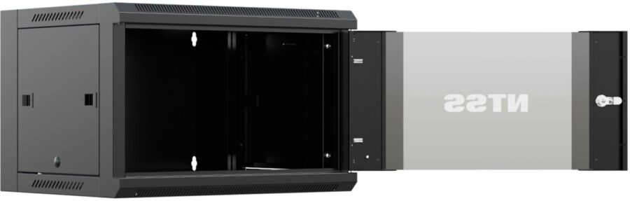 Шкаф коммутационный NTSS (NTSS-W9U6060GS-BL) настенный 9U 570x600мм пер.дв.стекл 60кг черный 500мм 22кг 220град. 500мм IP20 сталь — изображение 3