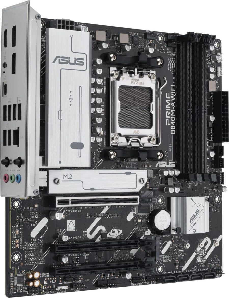 Материнская плата Asus PRIME B840M-A WIFI SocketAM5 AMD B840 4xDDR5 mATX AC`97 8ch(7.1) 2.5Gg RAID+HDMI+DP — изображение 3