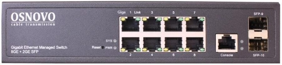 Коммутатор Osnovo SW-70802/L2 (L2) 8x1Гбит/с 2SFP управляемый — изображение 3