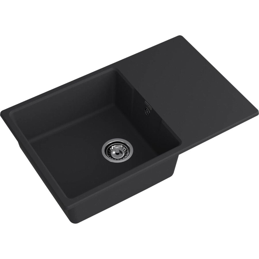 Кухонная мойка GRANFEST URBAN 678L black 1-чаша+крыло 780*490мм, монтаж: врезной, материал: кварц, цвет: черный — изображение 2