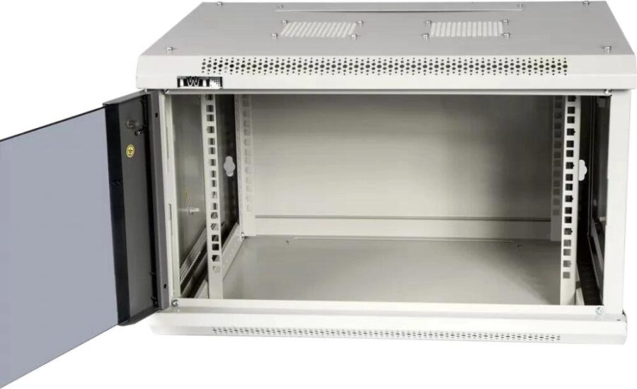 Шкаф коммутационный Lanmaster (TWT-CBWPG-12U-6X6-GY) настенный 12U 600x600мм пер.дв.стекл 60кг серый — изображение 4