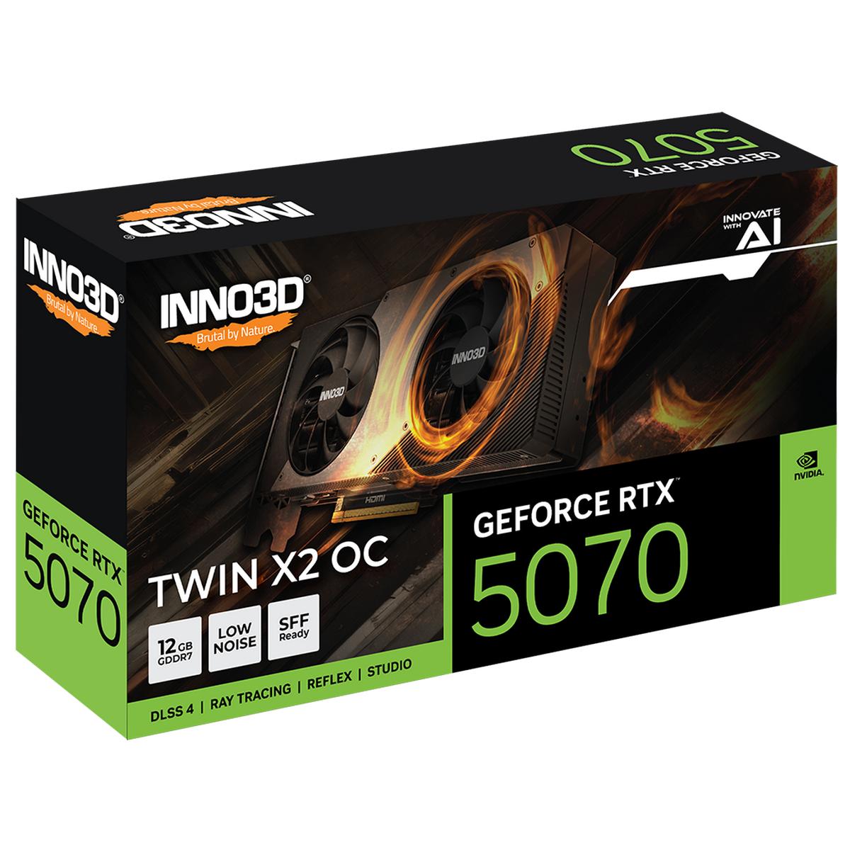 Видеокарта INNO3D RTX5070 TWIN X2 ОС 12GB GDDR7 192bit 3xDP HDMI 2FAN RTL — изображение 3
