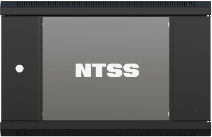Шкаф коммутационный NTSS (NTSS-W6U6060GS-BL) настенный 6U 570x600мм пер.дв.стекл 60кг черный 500мм 18.8кг 220град. 370мм IP20 сталь — изображение 2