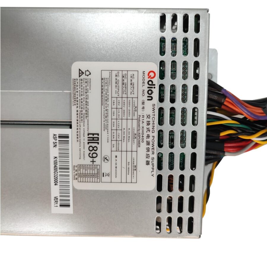 Блок питания серверный/ Server power supply Qdion Model R1A-KH0400 P/N:99RAKH0400I1110210 1U Slim Redundant 400W AC-DC Efficiency 80 Plus Silver, Cable connector: C14 — изображение 2