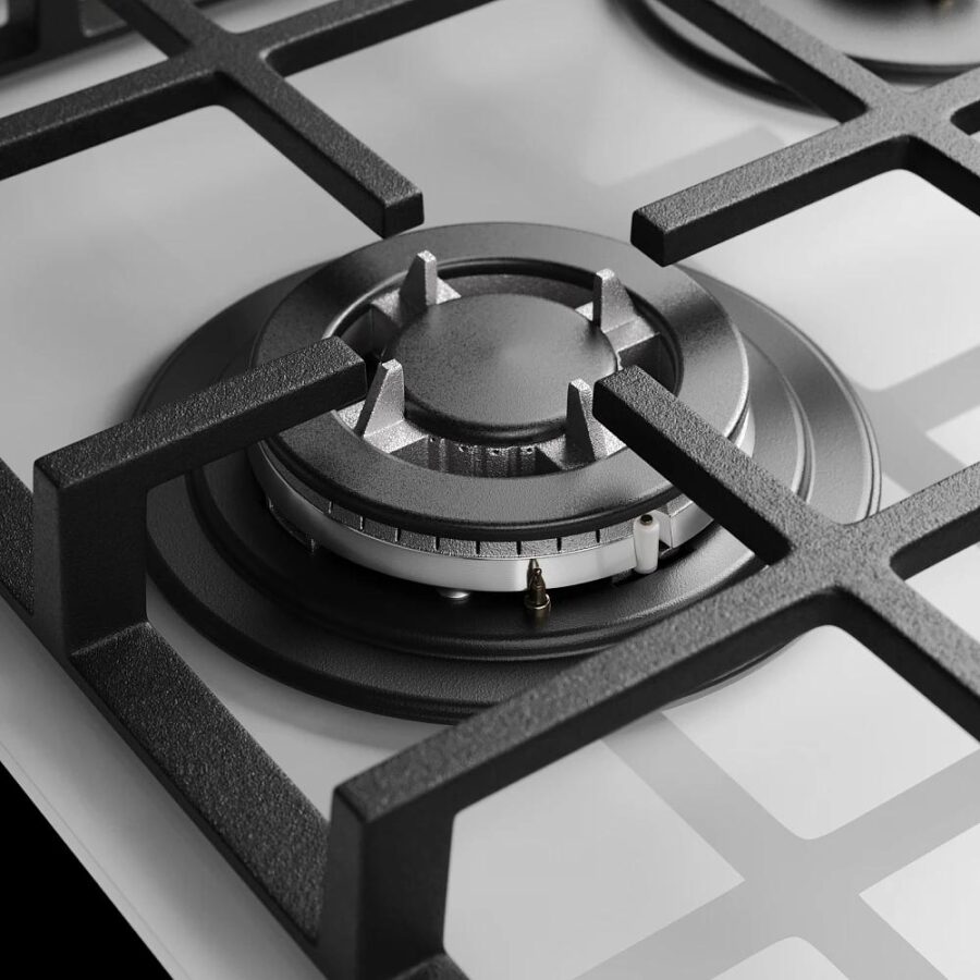 Варочная поверхность Monsher/ Варочная поверхность Monsher , газ, High-Tech, поворотные переключатели, автоматический электроподжиг, газ-контроль, материал решеток чугун, мощность конфорок 1, 1.75, 2.5 кВт, цвет белый — изображение 4