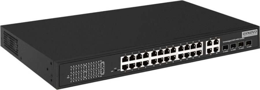 Коммутатор Osnovo SW-62422(400W) 26x100Мбит/с 2xКомбо(1000BASE-T/SFP) 24PoE+ 400W неуправляемый — изображение 2