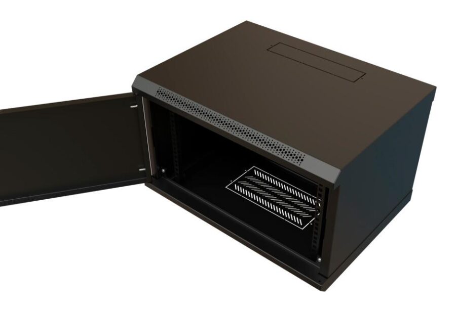 Шкаф коммутационный WRline (WR-TW-0666-SR-RAL9004) настенный 6U 600x600мм пер.дв.металл 2 бок.пан. направл.под винты 60кг черный 500мм 367мм IP20 сталь — изображение 4