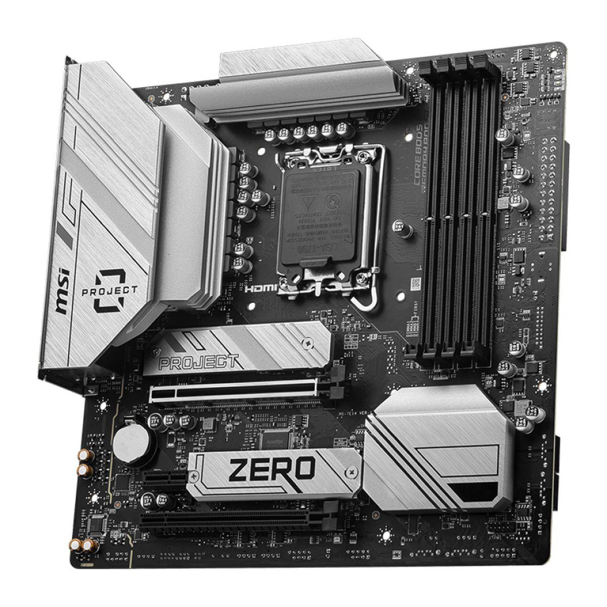 Материнская плата MSI B760M PROJECT ZERO B760, LGA1700, 4*DDR5, 2*PCIEx16, 1*PCIEx1, 2*M.2, 2*TypeC, 3*USB3.2Gen2, 2*USB3.2Gen1, 8*USB2.0, 4*SATA3.0, 2.5G, DP, HDMI, M-ATX, RTL — изображение 3