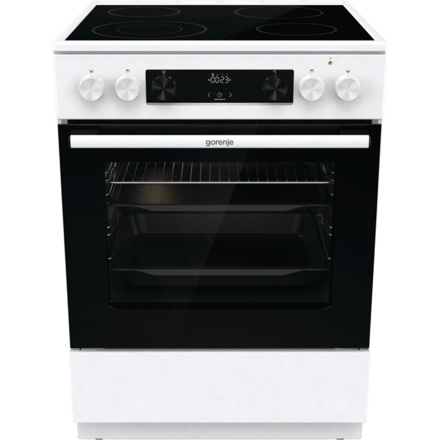 Плита GORENJE/ Тип плиты: электрическая, Тип варочной поверхности: стеклокерамическая, Цвет: белый, Гриль: Есть, Ширина, см: 60