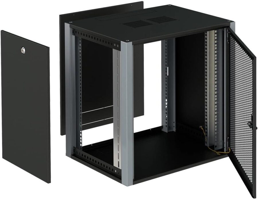 Шкаф коммутационный Sysmatrix (WP 6612.930 ) настенный 12U 600x600мм пер.дв.перфор. 2 бок.пан. 60кг серый 450мм 24кг 585мм IP20 металл — изображение 2