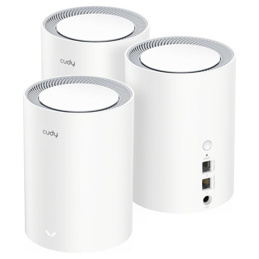 Маршрутизатор CUDY AX1800 Wi-Fi 6 Mesh Solution 3-Pack, Chipset MediaTek, Dual-Band, 802.11ax/ac/a/b/g/n,  1201Mbps at 5GHz + 574Mbps at 2.4GHz, 2 Gigabit Ethernet Ports, 4 internal antennas,  MU-MIMO, DDNS, Zerotier/Wireguard/OpenVPN/IPSec/L2TP/PPTP VPN,