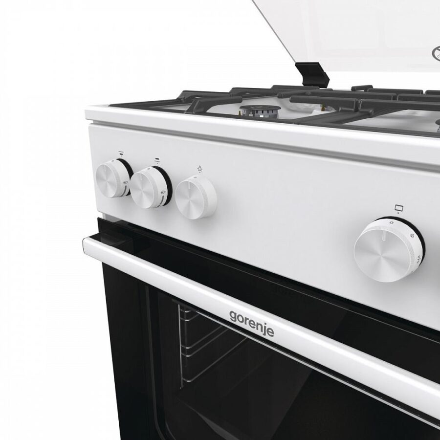Газовая плита Gorenje/ Газовая плита Gorenje, автоматический электроподжиг варочной поверхности и духовки, чугунные решетки, цвет белый — изображение 3