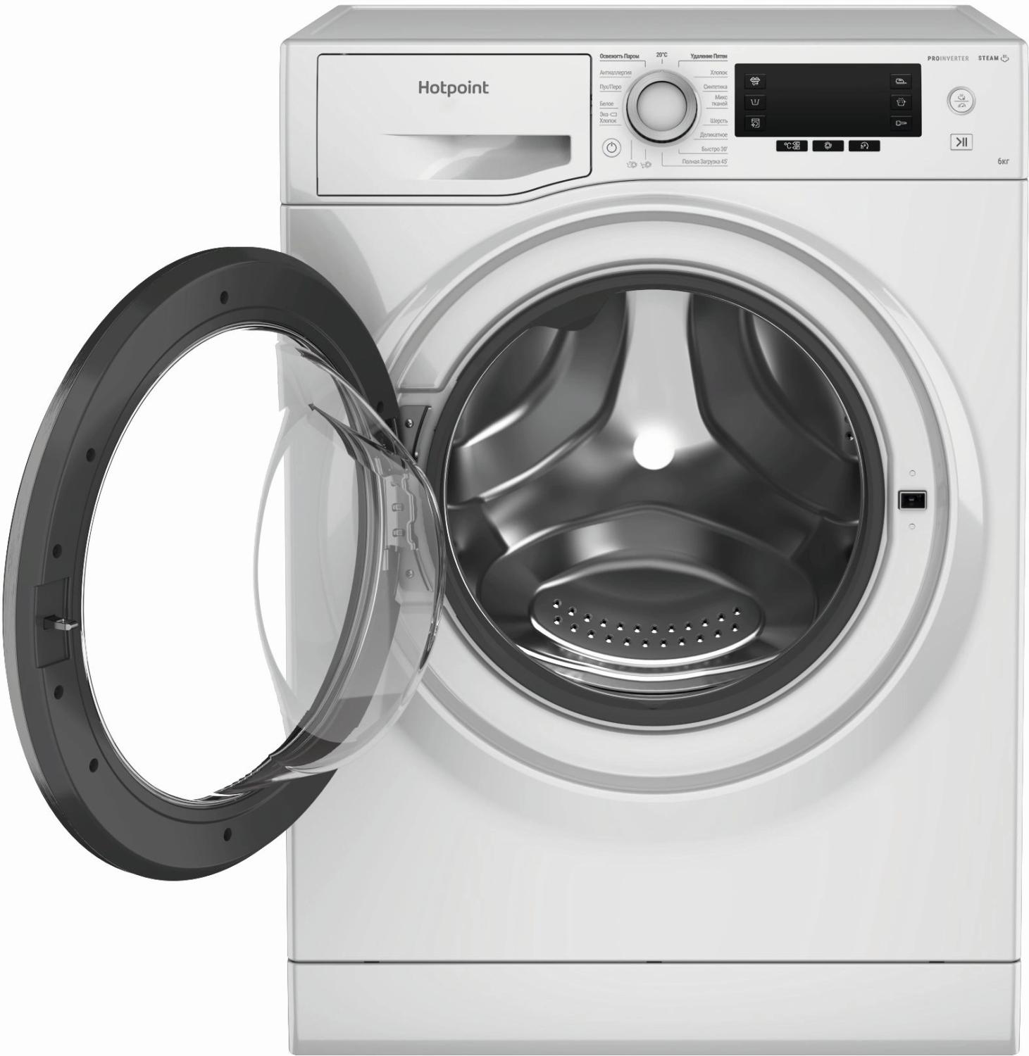 Стиральная машина Hotpoint NSD 6239 S VE RU класс: A-30% загр.фронтальная макс.:6кг белый инвертер