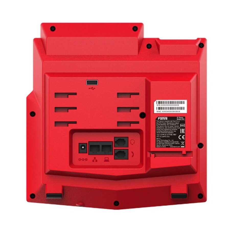 Телефон IP Fanvil X5U-R 16 линий, цветной экран 3.5" + доп. цветной экран 2.4", HD, Opus, 10/100/1000 Мбит/с, USB, Bluetooth, PoE, Красный — изображение 4