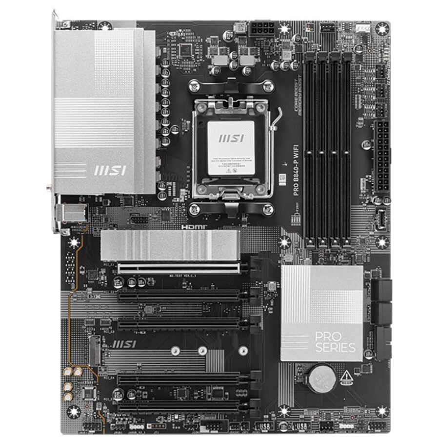 Материнская плата MSI PRO B840-P WIFI B840, AM5, 4*DDR5, 5*PCIEx16, 2*M.2, 2*TypeC, 1*USB3.2Gen2, 4*USB3.2Gen1, 8*USB2.0, 4*SATA3.0, 2.5G, HDMI, ATX, RTL — изображение 2
