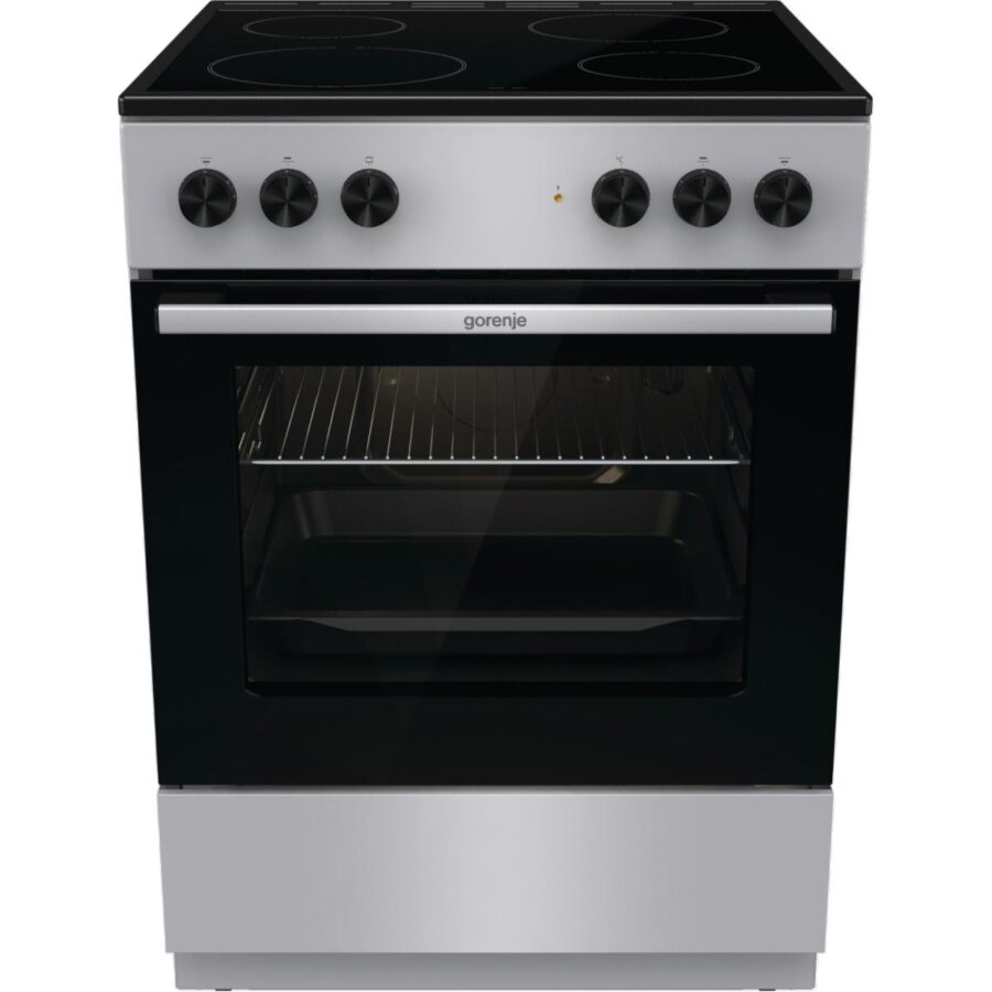 Плита GORENJE/ Тип плиты: электрическая, Тип варочной поверхности: стеклокерамическая, Цвет: серый, Ширина, см: 60