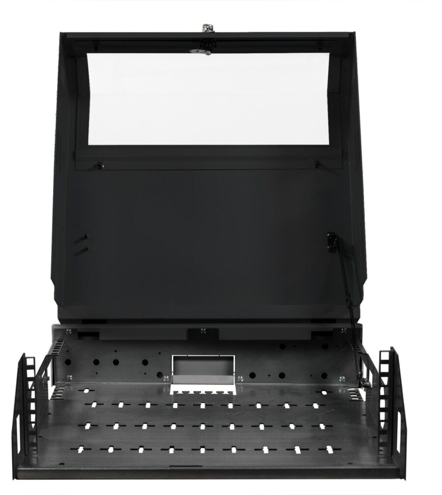 Шкаф коммутационный NTSS (NTSS-SOHO5U-BL) настенный 5U 520x140мм пер.дв.стекл несъемн.бок.пан. 80кг черный 11кг 480мм IP20 металл — изображение 2