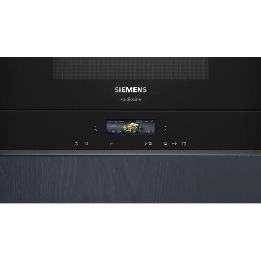 Встраиваемые микроволновые печи SIEMENS/ Встраиваемая СВЧ  с грилем, объем 21 л, выходная мощность микроволн 900 Вт, управление сенсорное, автоприготовление, авторазмораживание, цвет черный,петли слева, — изображение 2