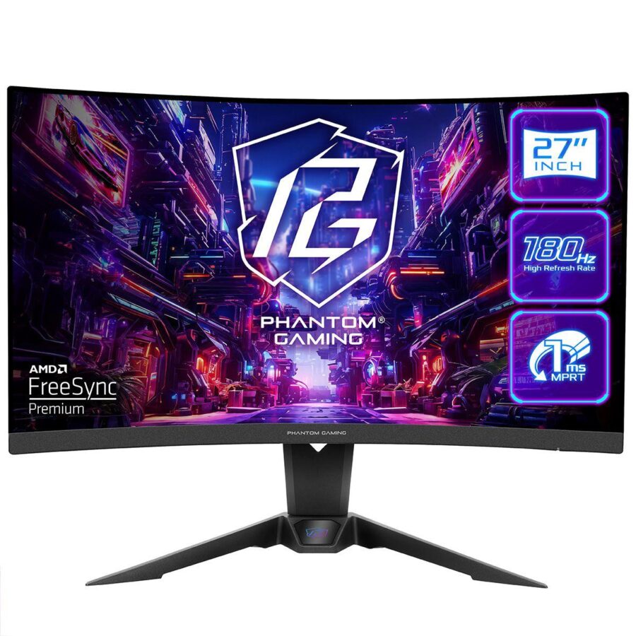 Монитор 27" ASRock Phantom Gaming PG27QRT2A Black (VA, 2560x1440, 2xHDMI+DP, 1 ms, 178°/178°, 400 cd/m, 180Hz, HDR400)