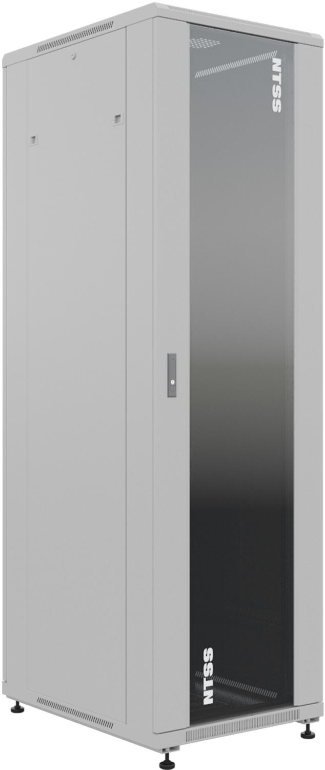 Шкаф серверный NTSS Премиум (NTSS-R42U6080GS) напольный 42U 600x800мм пер.дв.стекл металл 900кг серый 710мм 87.7кг 1987мм IP20 сталь — изображение 2