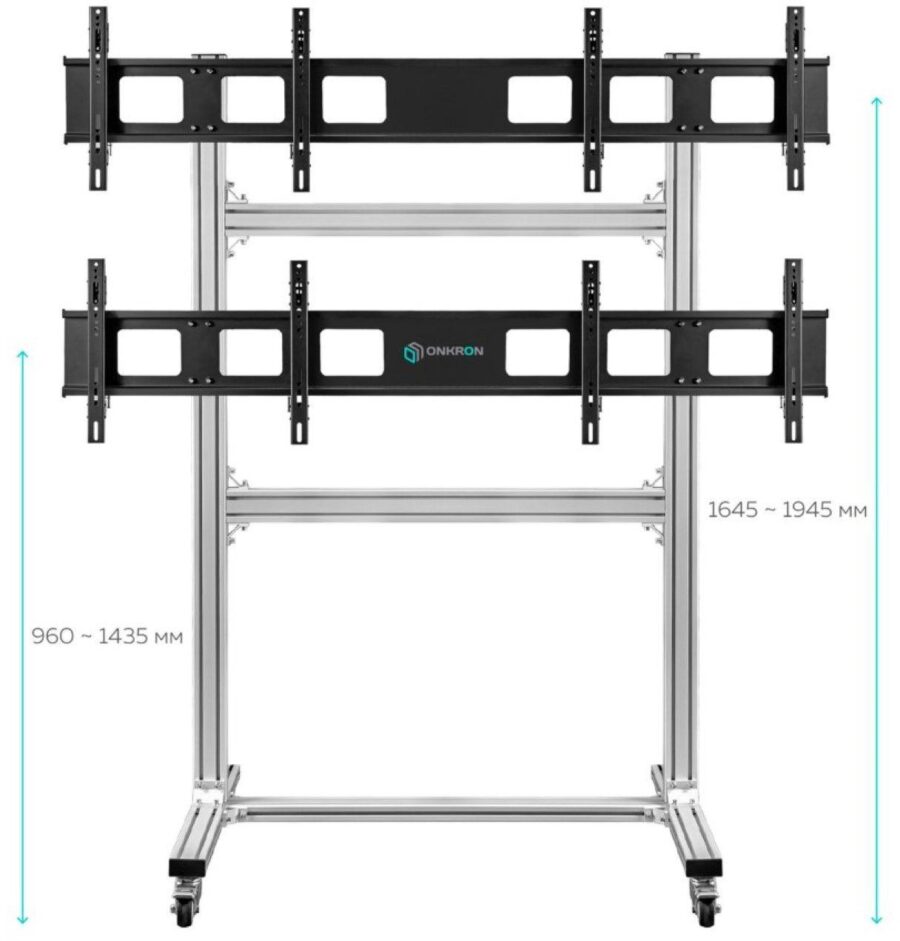 Подставка для телевизора Onkron FSPRO2L-22 серебристый 40"-55" макс.200кг напольный мобильный — изображение 4
