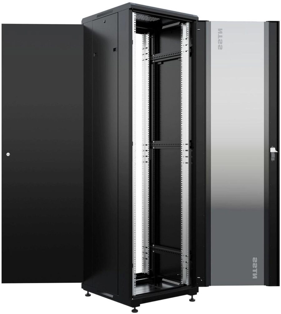 Шкаф коммутационный NTSS Премиум (NTSS-R42U6060GS-BL) напольный 42U 600x600мм пер.дв.стекл металл 900кг черный 510мм 86кг 1987мм IP20 сталь — изображение 3