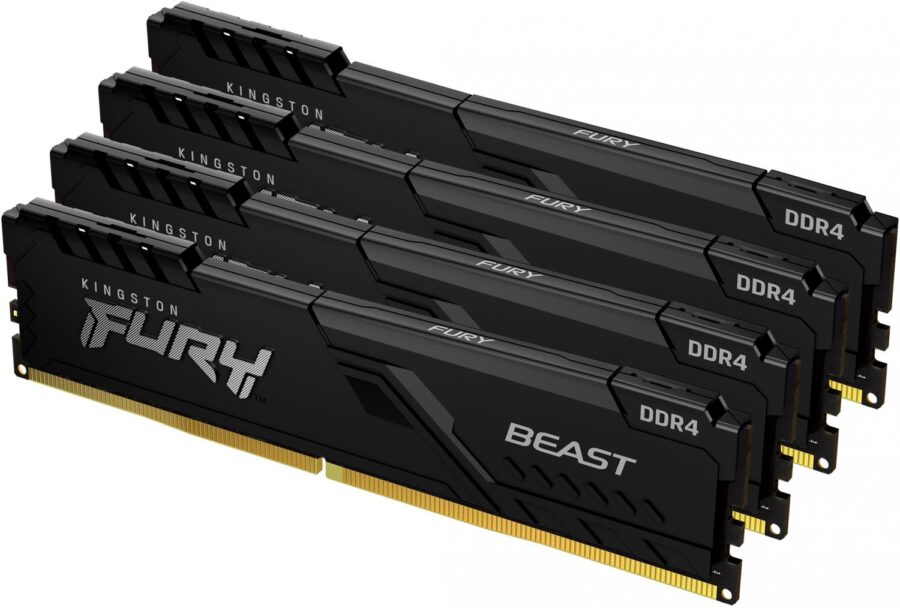 Память оперативная/ Kingston 128GB 3200MT/s DDR4 CL16 DIMM (Kit of 4) FURY Beast Black — изображение 2