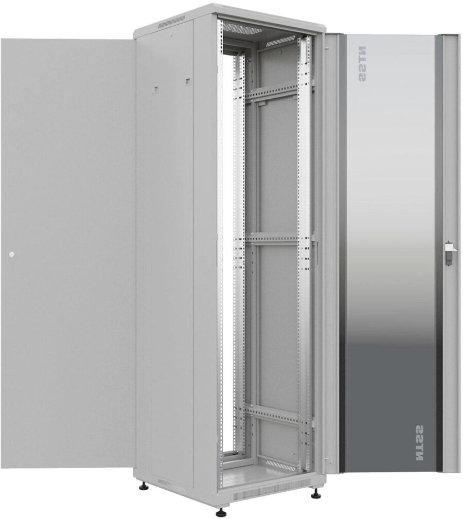 Шкаф коммутационный NTSS Премиум (NTSS-R32U6060GS) напольный 32U 600x600мм пер.дв.стекл металл 900кг серый 510мм 63.2кг 1542мм IP20 сталь — изображение 2
