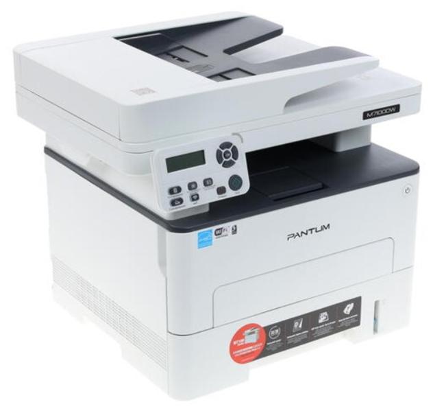 Лазерное многофункциональное устройство Pantum M7100DW, P/C/S, Mono laser, А4, 33 ppm (max 60000 p/mon), 525 MHz, 1200x1200 dpi, 256 MB RAM, PCL/PS, Duplex, ADF50, paper tray 250 pages, USB, LAN, WiFi, (незначительное повреждение коробки) — изображение 2