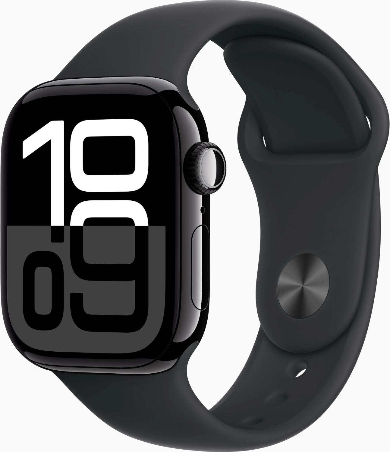 Смарт-часы Apple Watch Series 10 A2986 42мм OLED корп.черный Sport Band рем.черный разм.брасл.:130-180мм (MWWE3LW/A)