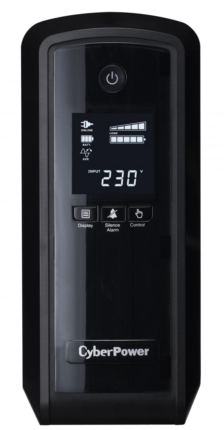 ИБП CyberPower CP900EPFCLCD, Line-Interactive, 900VA/540W, 6 Schuko розеток, USB, RJ11/RJ45, LCD дисплей, Black, 0.33х0.36х0.2м., 8.3кг./ UPS Line-Interactive CyberPower CP900EPFCLCD 900VA/540W USB/RJ11/45 (6 EURO), с чистым синусом при работе от АКБ — изображение 2