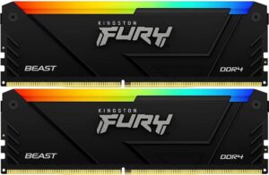 Купить Память оперативная/ Kingston 64GB 3200MT/s DDR4 CL16 DIMM (Kit of 2) FURY Beast RGB - 4D-14818980 из реестра по лучшей цене