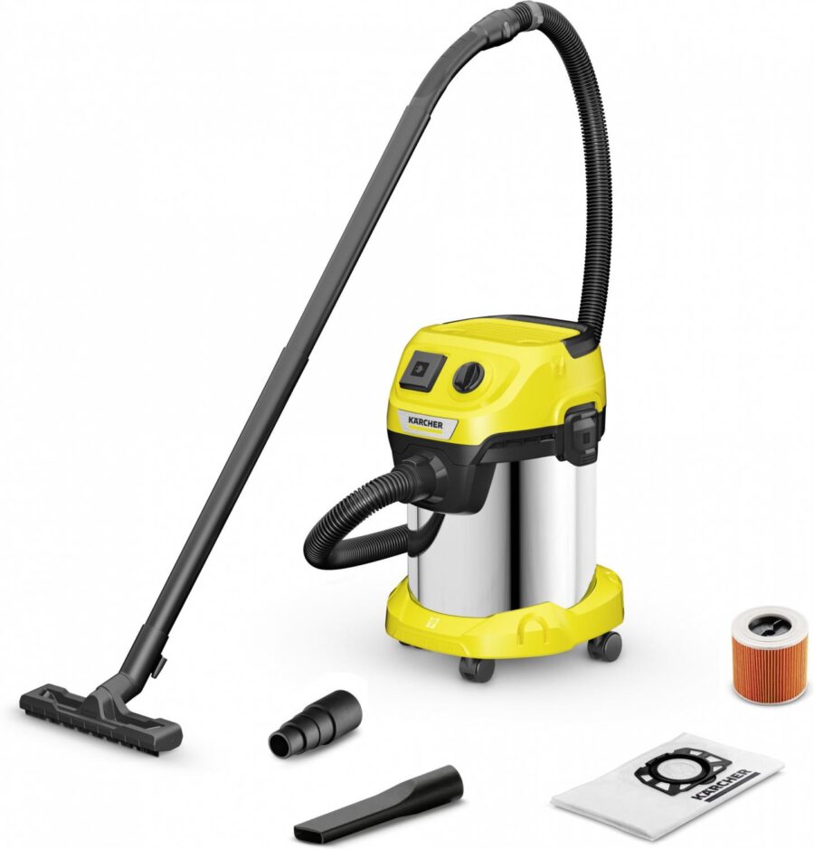 Строительный пылесос Karcher WD 3 P S V-17/4/20 1000Вт (уборка: сухая/сбор воды) желтый — изображение 3