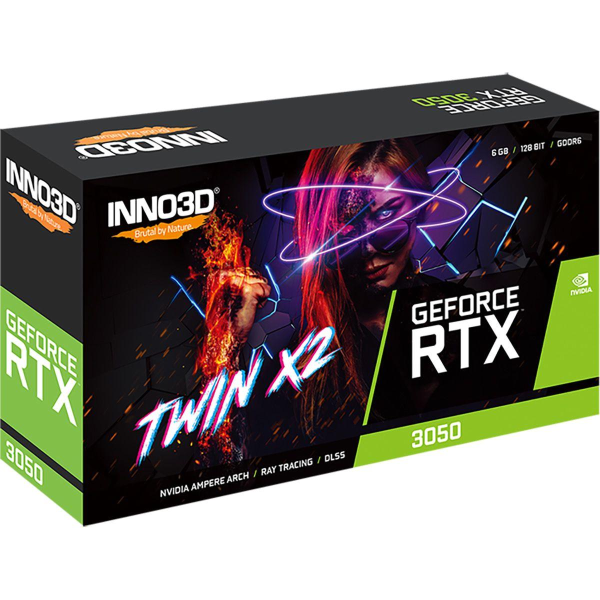 Видеокарта INNO3D RTX3050 TWIN X2 6GB GDDR6 92bit DVI DP HDMI 2FAN RTL — изображение 3