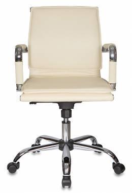 Кресло руководителя Бюрократ Ch-993-Low слоновая кость эко.кожа низк.спин. крестов. металл хром — изображение 4