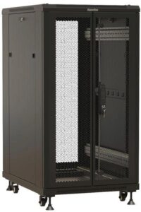 Купить Шкаф серверный Hyperline TTBR-2268-DD-RAL9004 напольный 22U 600x800мм пер.дв.перфор. задн.дв.перфор. 2 бок.пан. 1000кг черный 710мм 71.6кг 1166мм IP20 сталь - 4D-14221071 из реестра по лучшей цене