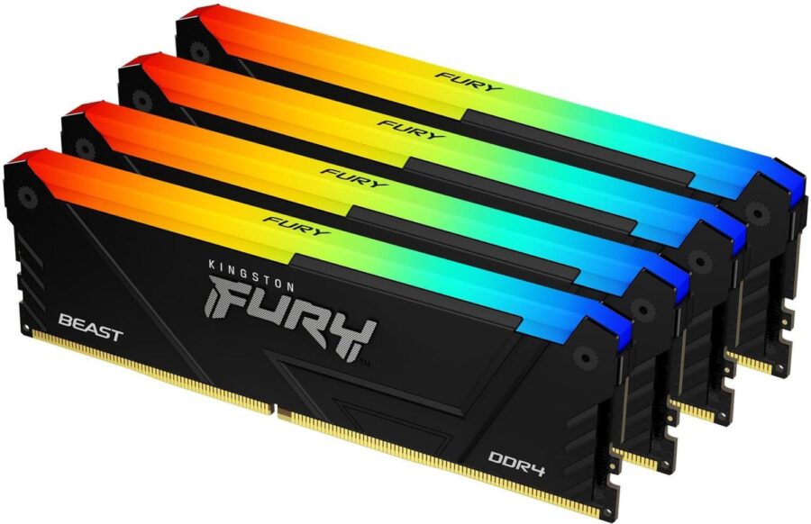 Память оперативная/ Kingston 64GB 2666MT/s DDR4 CL16 DIMM (Kit of 4) FURY Beast RGB — изображение 2