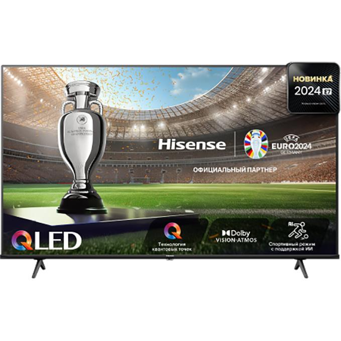 Телевизор ЖК 55'' Hisense/ 55", QLED, Ultra HD, Smart TV (ОС VIDAA U5), Wi-Fi, PCI 2100, DVB-T2/T/C/S2/S, 2х8W, CI+(1.4), 3хHDMI, 2хUSB, Works with Alexa, Alexa Built-in, VIDAA Voice, Yandex, Black 2024