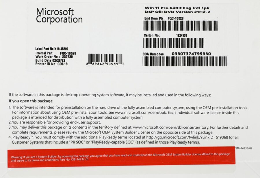 Операционная система Microsoft Windows 11 Pro 64Bit Eng Intl 1pk DSP OEI DVD (FQC-10528) — изображение 3