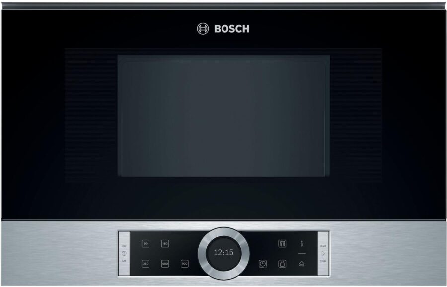 Встраиваемые микроволновые печи BOSCH 900Вт, 5 режимов, инвертер, 21 л, сталь,петли слева