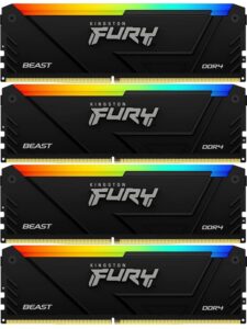 Купить Память оперативная/ Kingston 64GB 3200MT/s DDR4 CL16 DIMM (Kit of 4) FURY Beast RGB - 4D-14786298 из реестра по лучшей цене