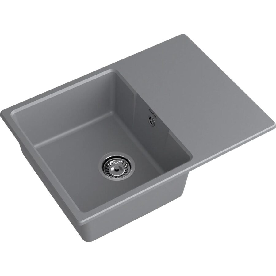 Кухонная мойка GRANFEST URBAN 668L dark gray 1-чаша+крыло 680*490мм, монтаж: врезной, материал: кварц, цвет: темно-серый — изображение 2