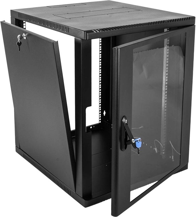 Шкаф коммутационный ЦМО (ШРН-15.650-9005) настенный 15U 600x658мм пер.дв.стекл 200кг черный 600мм 27кг 180град. 746мм сталь — изображение 2