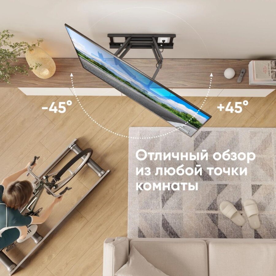 Кронштейн для телевизора Onkron M10 черный 42"-110" макс.100кг настенный поворотно-выдвижной и наклонный — изображение 3